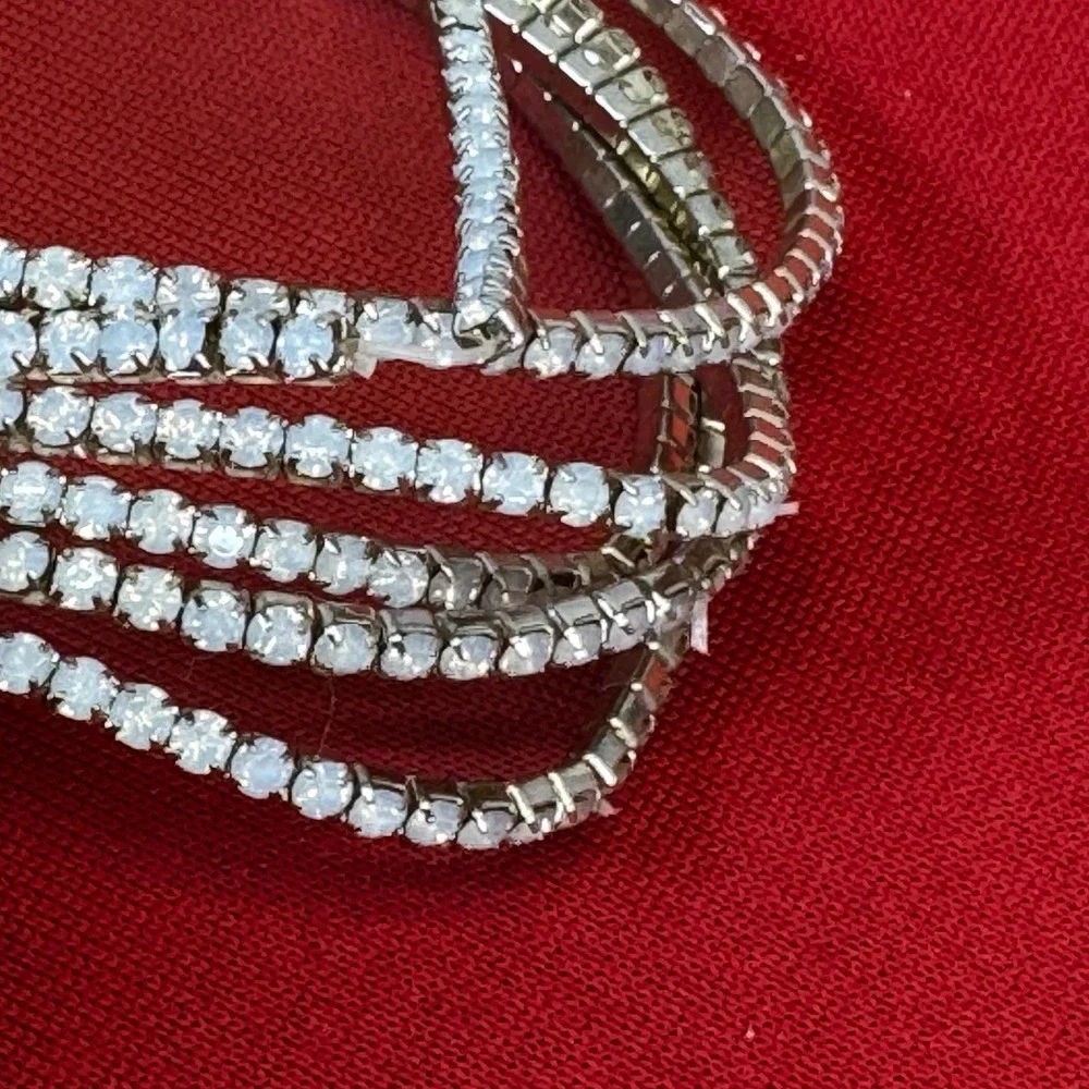 Six Layer Gold Tone Faux‎ Diamond Elastic Bracelet